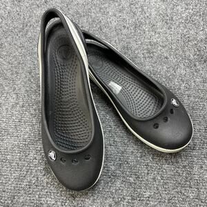 CROCS Girls Crocband Slingback Flat Black Ballerina Round Toe Size J2